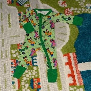 Green Kids One Piece with Fun Print